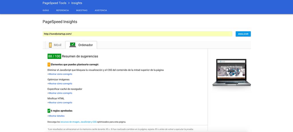 google-page-speed-insights-tu-web-startup
