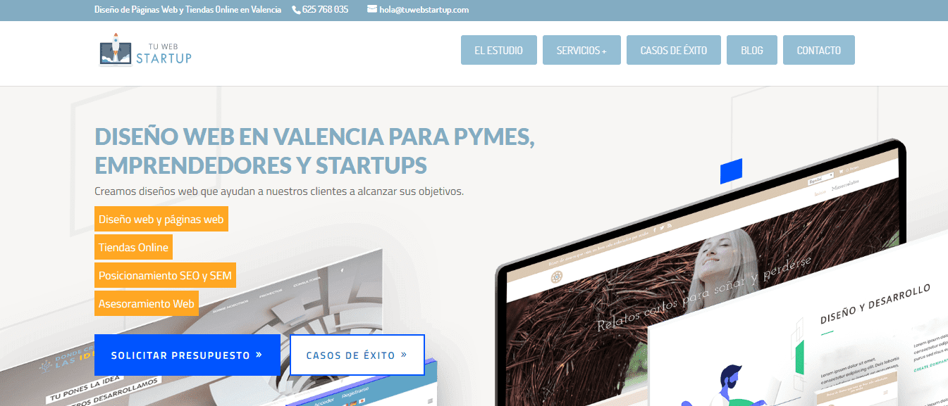 Rediseño web e imagen corporativa Tu Web Startup Posicionamiento Web SEO y Diseño Web en Valencia